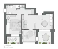 One Bedroom of 73 sqm - Edificio C2 - LivinUp  | Milano - Floor Plan thumbnail - 1