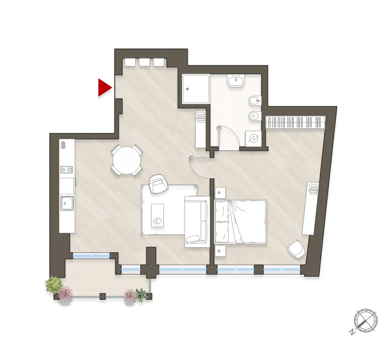 living - Sforza 4 unità 726 - Wonen - Dils - Verdiepingsplan - 1