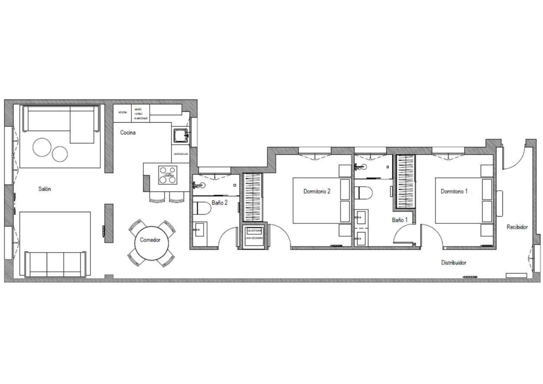 living - Piso de 103m² en venta en Castellana, Madrid - Plano del piso thumbnail - 1