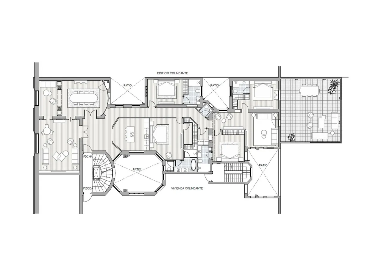 living - Piso de 297m² con 55m² terraza en venta en Recoletos - Plano del piso - 1