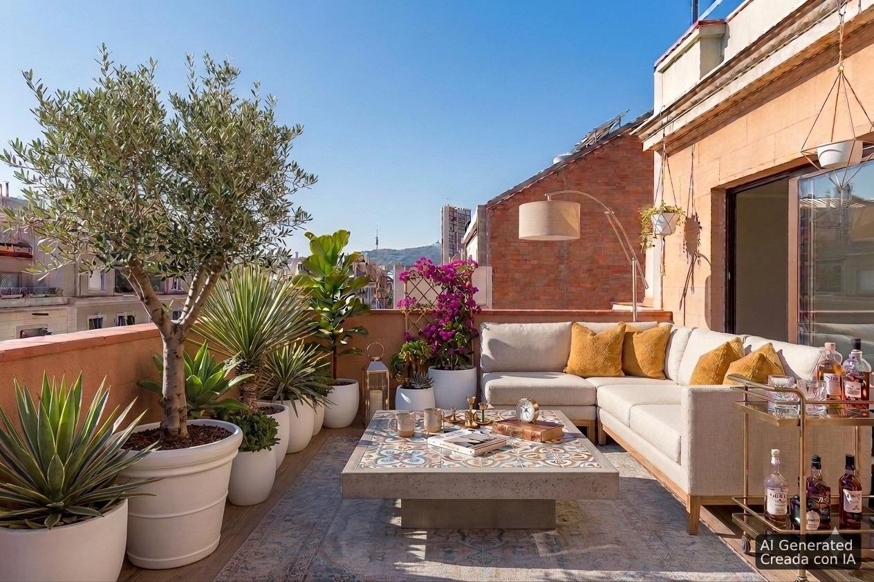 living - 62m² penthouse with 56m² terrace for sale in Eixample Right - gallery thumbnail - 2