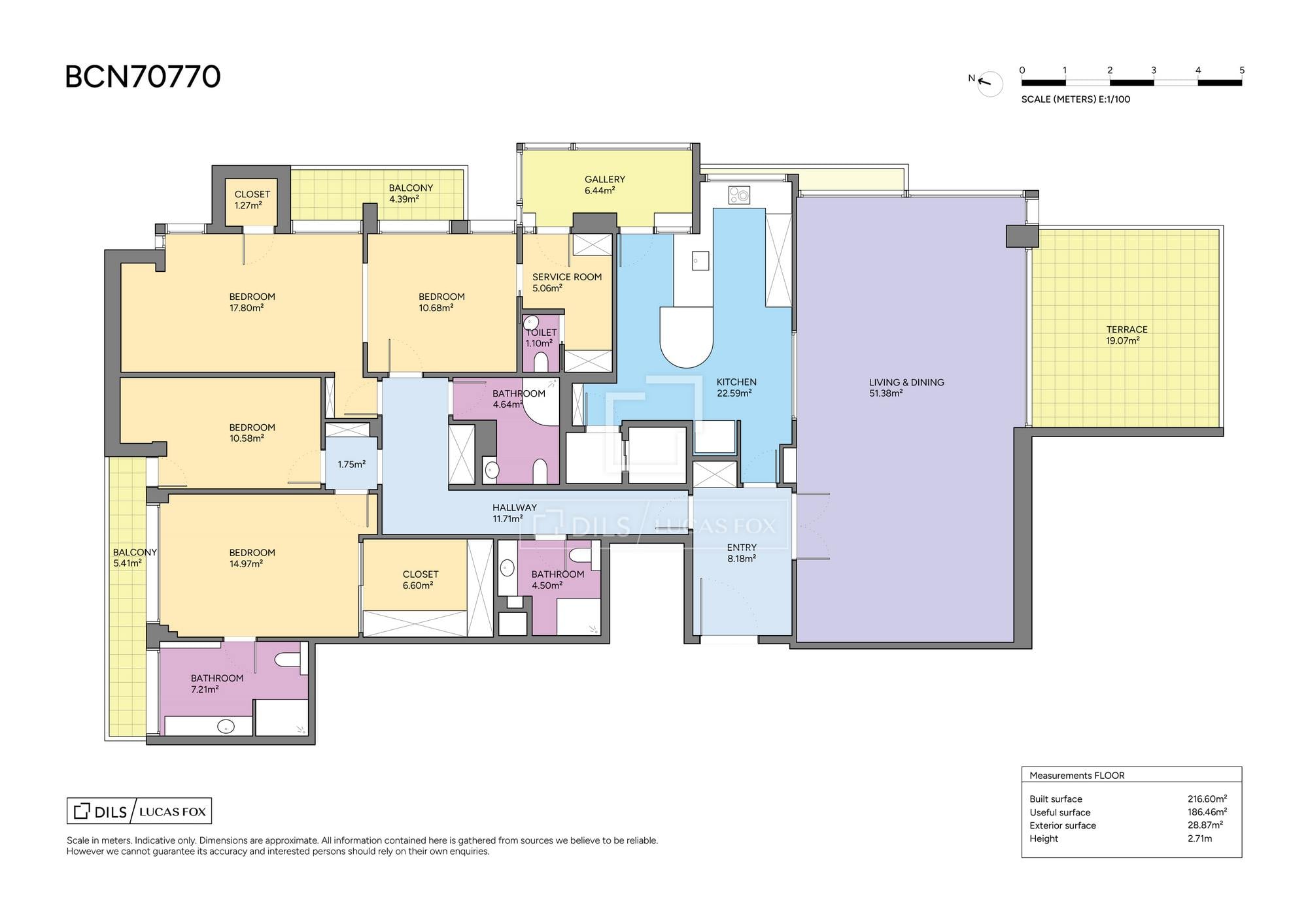 living - 216m² apartment with 28m² terrace for sale in Pedralbes - Floor Plan - 1