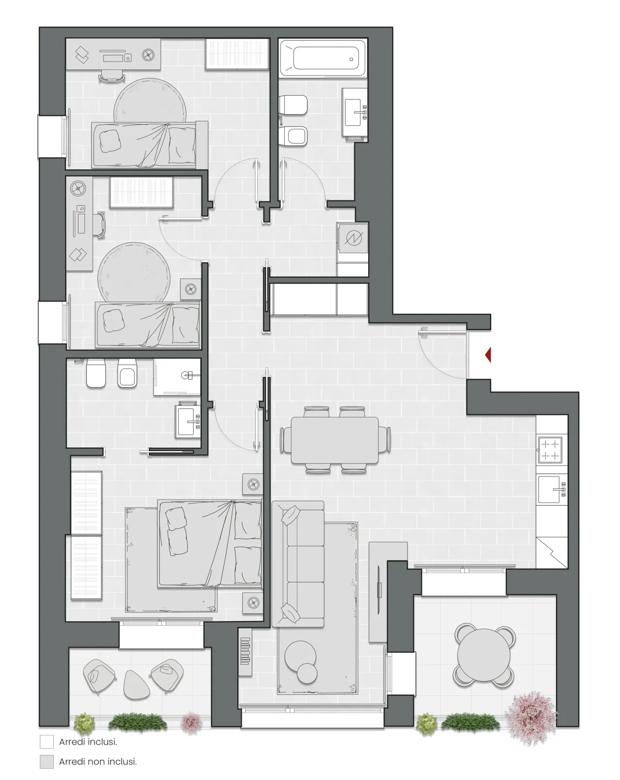 Quadrilocale di 114 m2 - Edificio C1 - LivinUp  | Milano - Floor Plan - 1