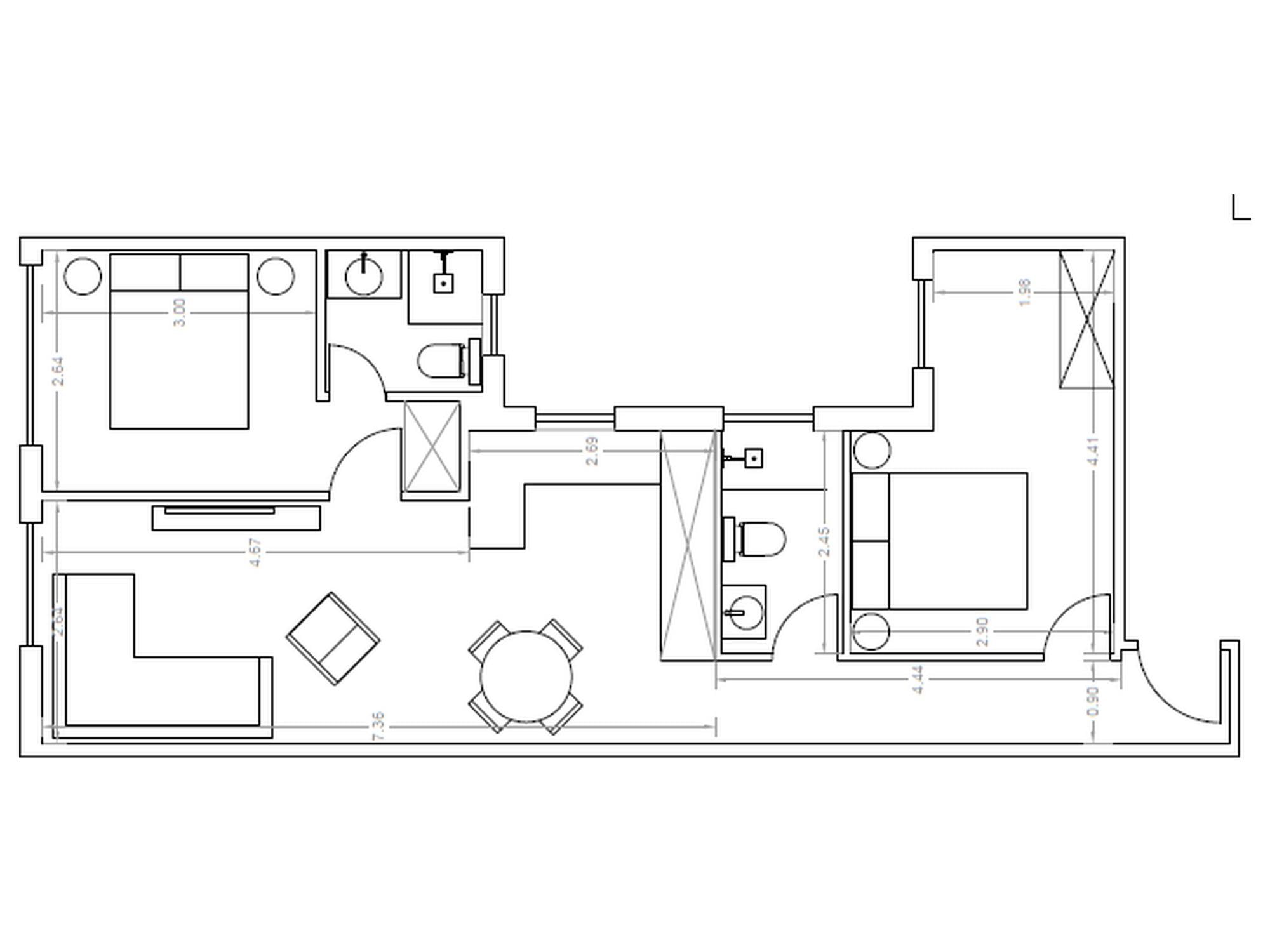 living - Piso de 70m² en alquiler en Arapiles, Madrid - Plano del piso thumbnail - 1