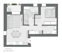 Two Bedrooms Compact of 73 sqm - Edificio C2 - LivinUp  | Milano - Floor Plan thumbnail - 1