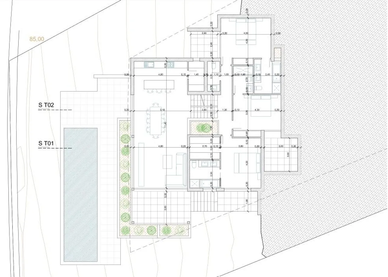 living - Parcela de 211m² con 98m² terraza en venta en Ibiza ciudad - Plano del piso - 2