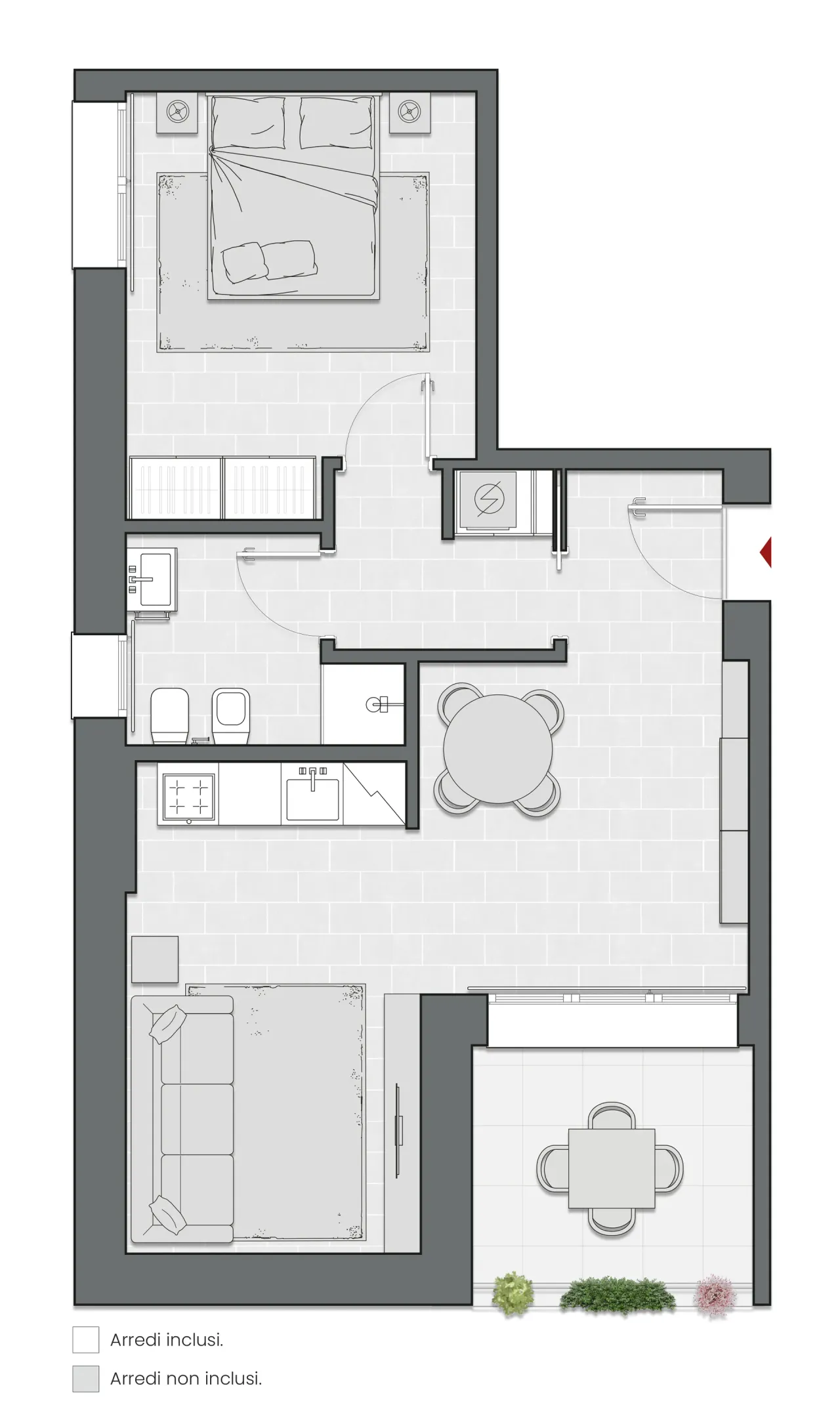 Bilocale di 69 m2 - Edificio C1 - LivinUp  | Milano - Floor Plan - 1