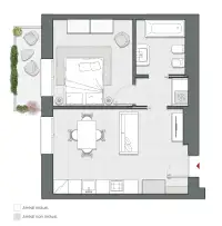 Bilocale di 56 m2 - Edificio A1 - LivinUp  | Milano - Floor Plan thumbnail - 1