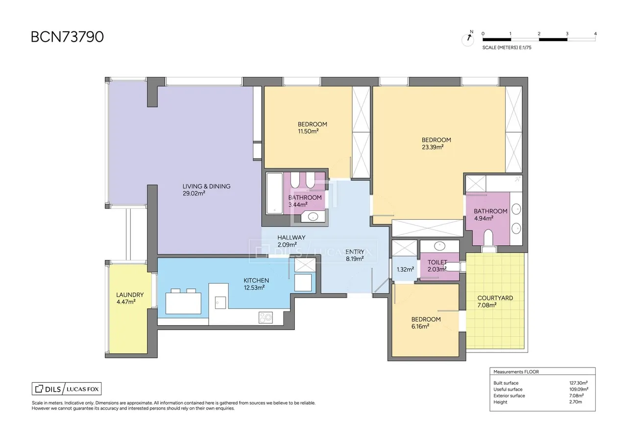 living - Piso de 149m² en venta en Pedralbes, Barcelona - Plano del piso - 1