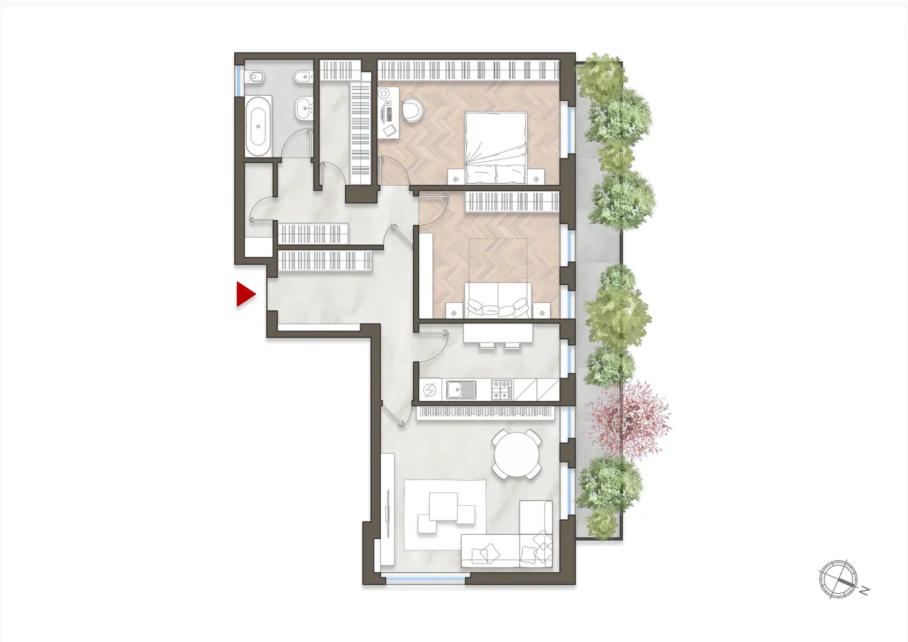 living - Three-room flat for sale corso C. Colombo 1 Milan - Floor Plan - 1