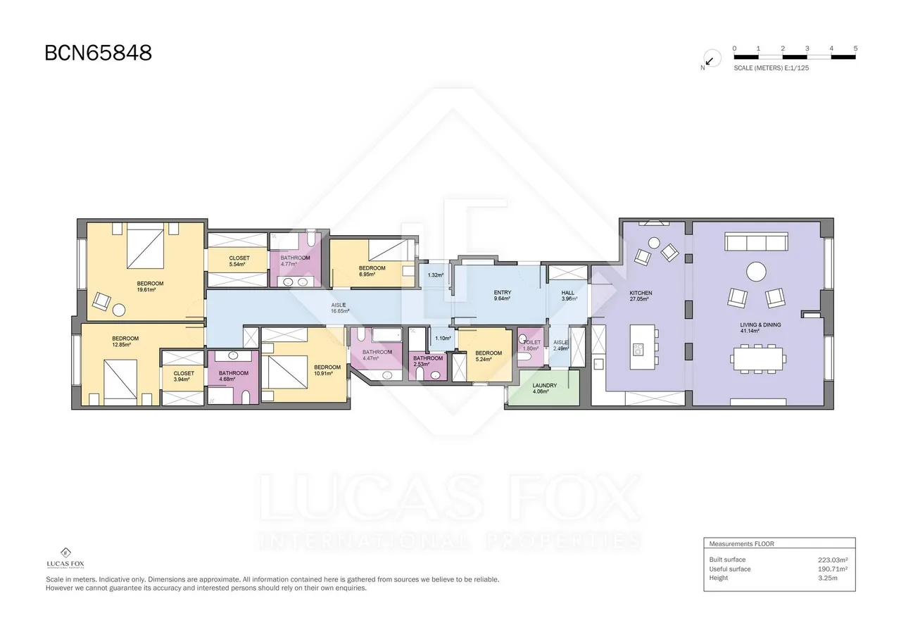 living - Piso de 223m² en venta en Sant Gervasi - Galvany, Barcelona - Plano del piso - 1