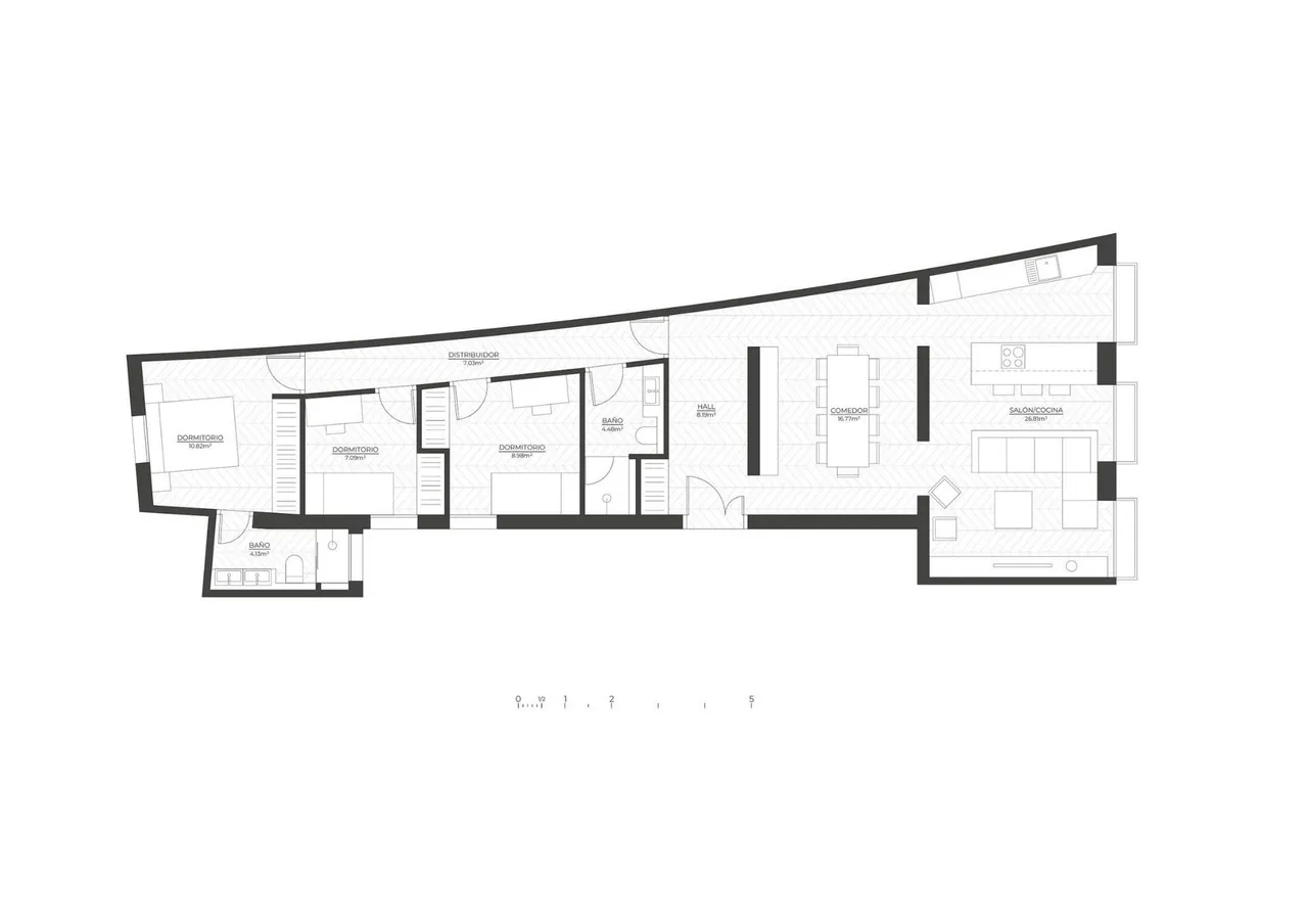 living - Piso de 151m² en venta en Cortes / Huertas, Madrid - Plano del piso - 1