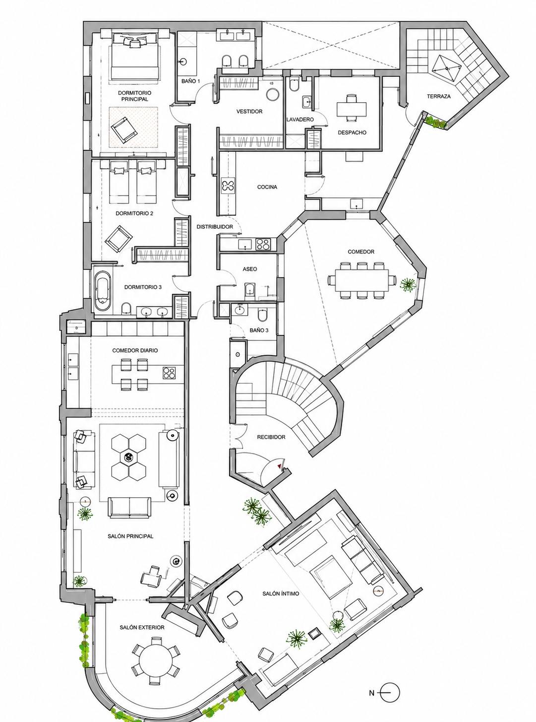 living - Piso de 375m² en alquiler en Castellana, Madrid - Plano del piso thumbnail - 2