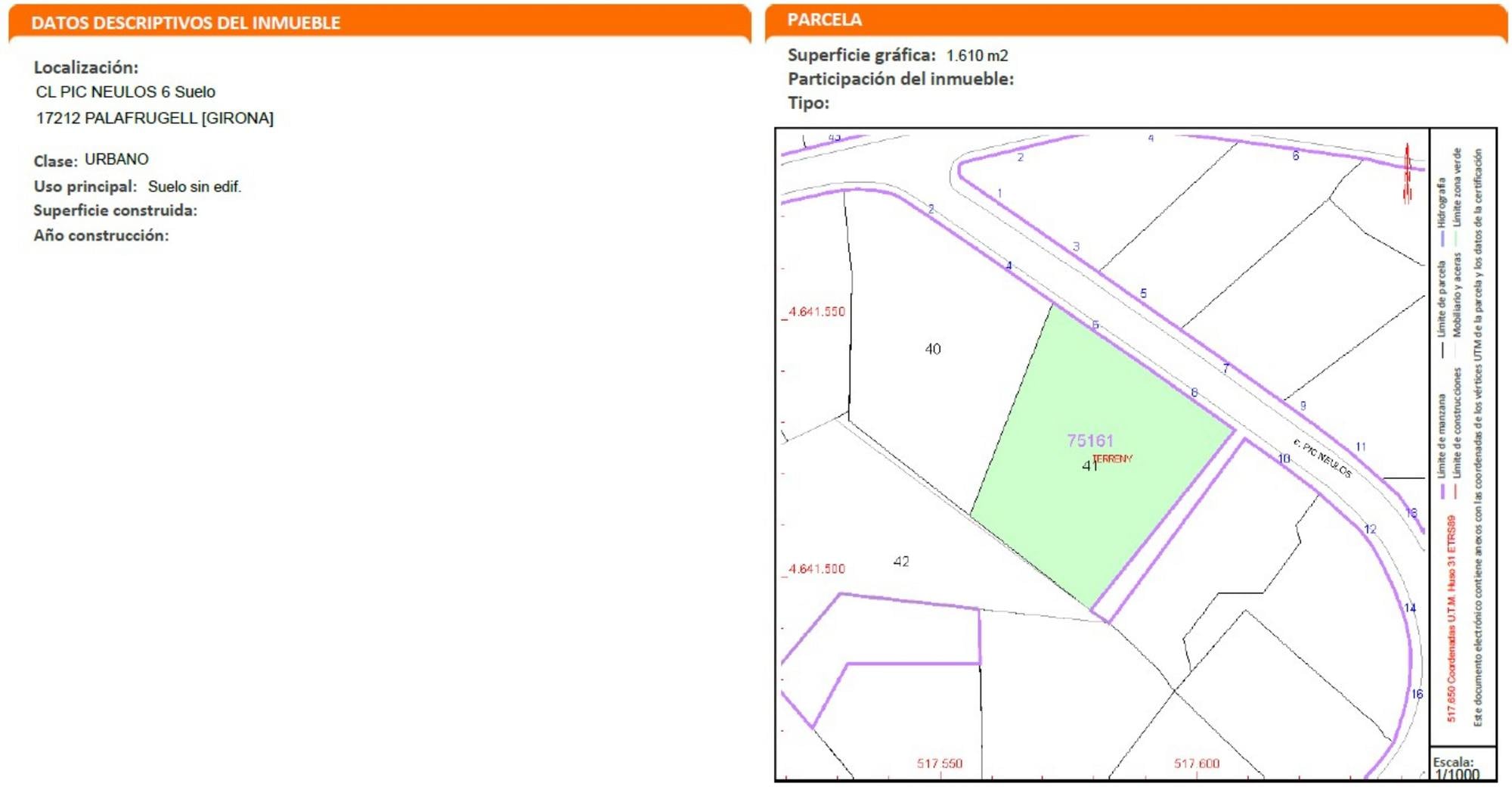 living - Parcela de 1,610m² en venta en Tamariu, Costa Brava - Plano del piso thumbnail - 1