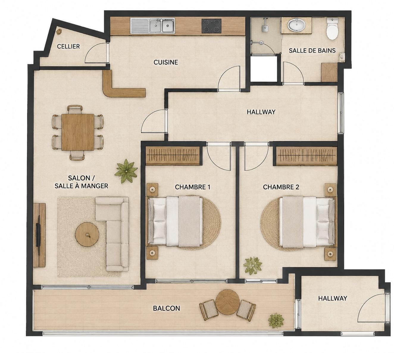 living - 82m² apartment for sale in Palma de Mallorca - Floor Plan - 1