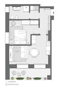 One Bedroom of 64 sqm - Edificio C1 - LivinUp  | Milano - Floor Plan thumbnail - 1