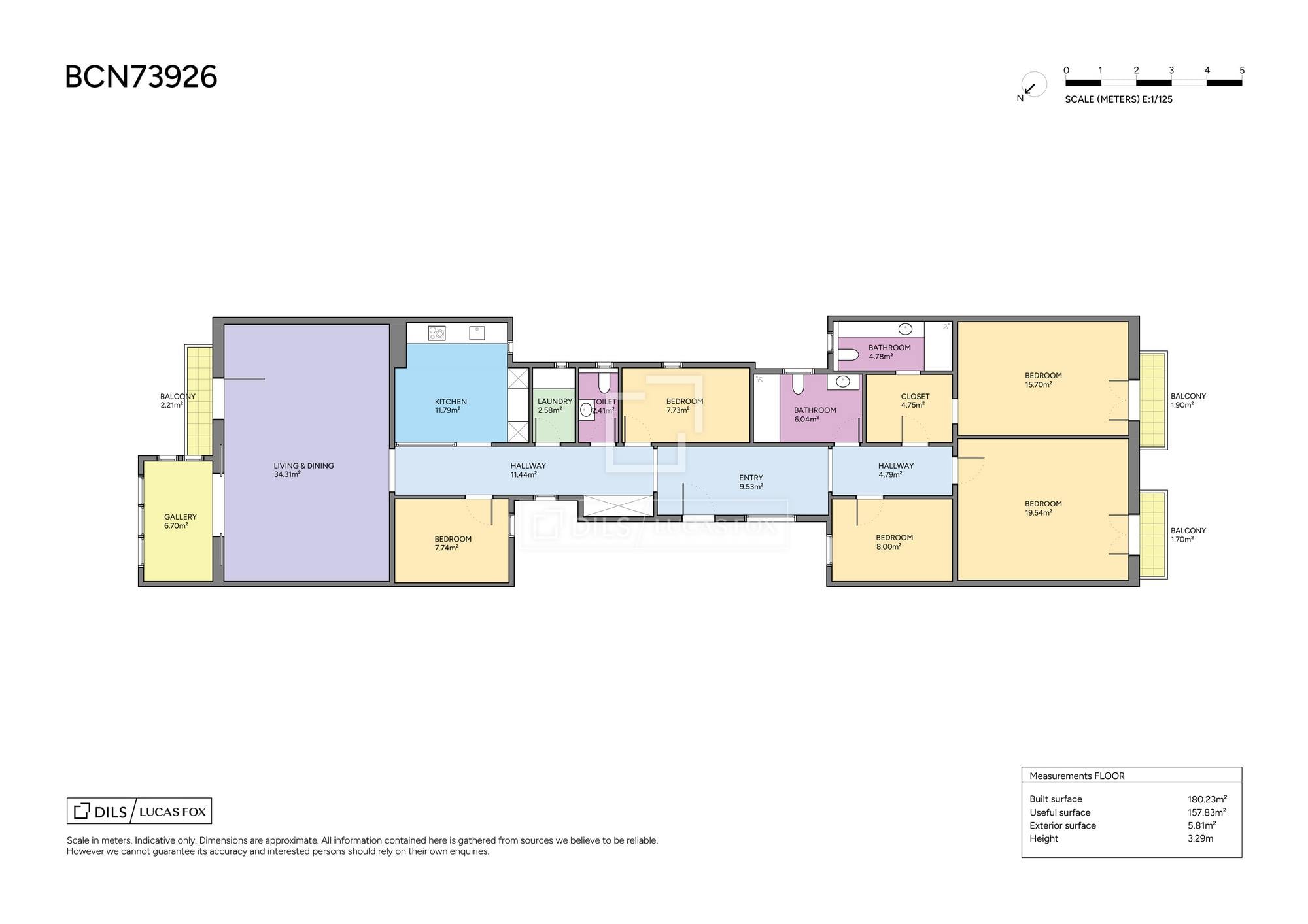 living - Piso de 178m² en venta en Eixample Derecho, Barcelona - Plano del piso thumbnail - 1