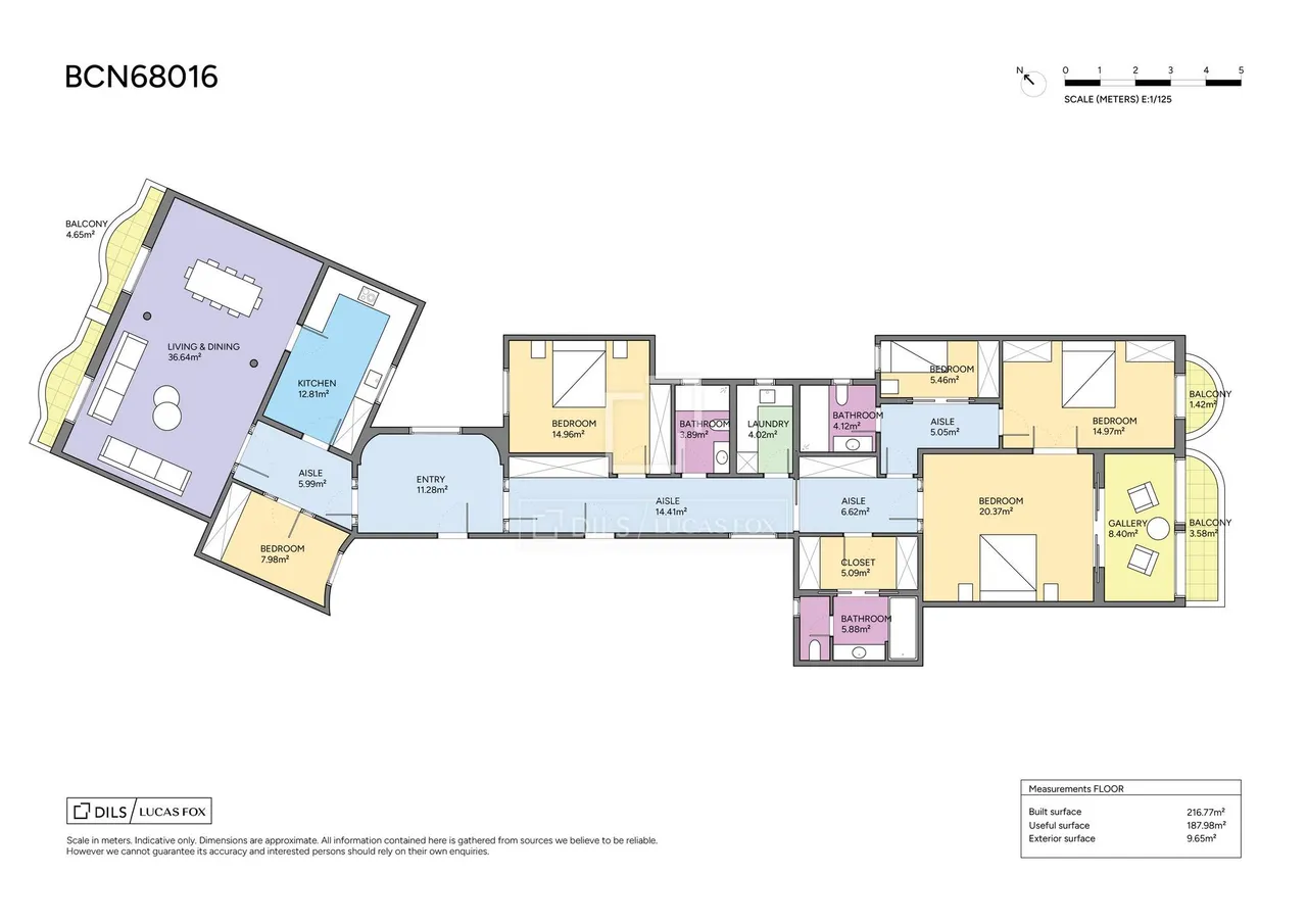 living - Piso de 217m² con 10m² terraza en venta en Eixample Izquierdo - Plano del piso - 1