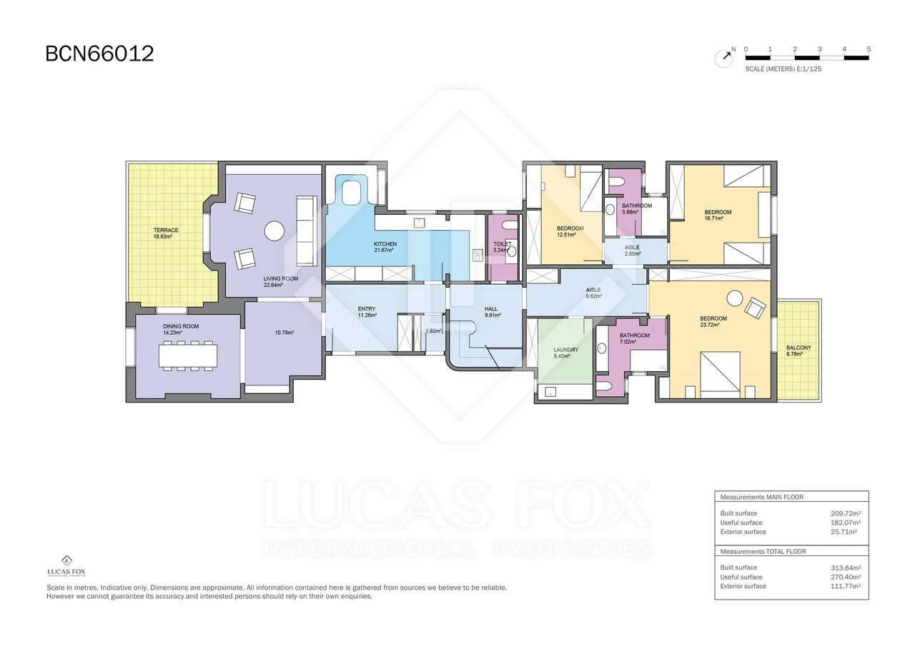 living - Ático de 423m² en venta en Turó Park, Barcelona - Plano del piso - 1