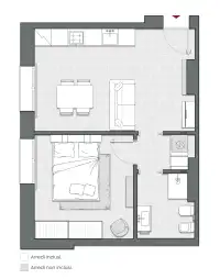 One Bedroom of 55 sqm - Edificio C2 - LivinUp  | Milano - Floor Plan thumbnail - 1