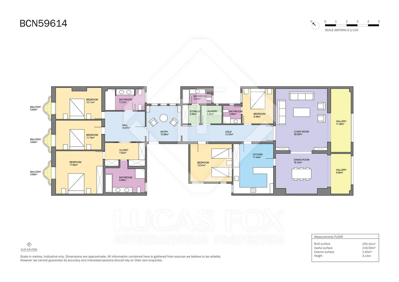 living - 255m² apartment for sale in Eixample Right, Barcelona - Floor Plan - 1