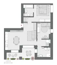 Two Bedrooms of 101 sqm - Edificio C2 - LivinUp  | Milano - Floor Plan thumbnail - 1