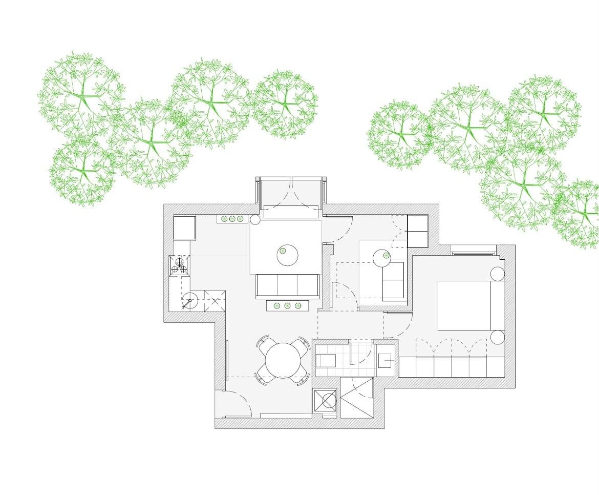 living - 47m² apartment for sale in Hispanoamérica, Madrid - Floor Plan - 1
