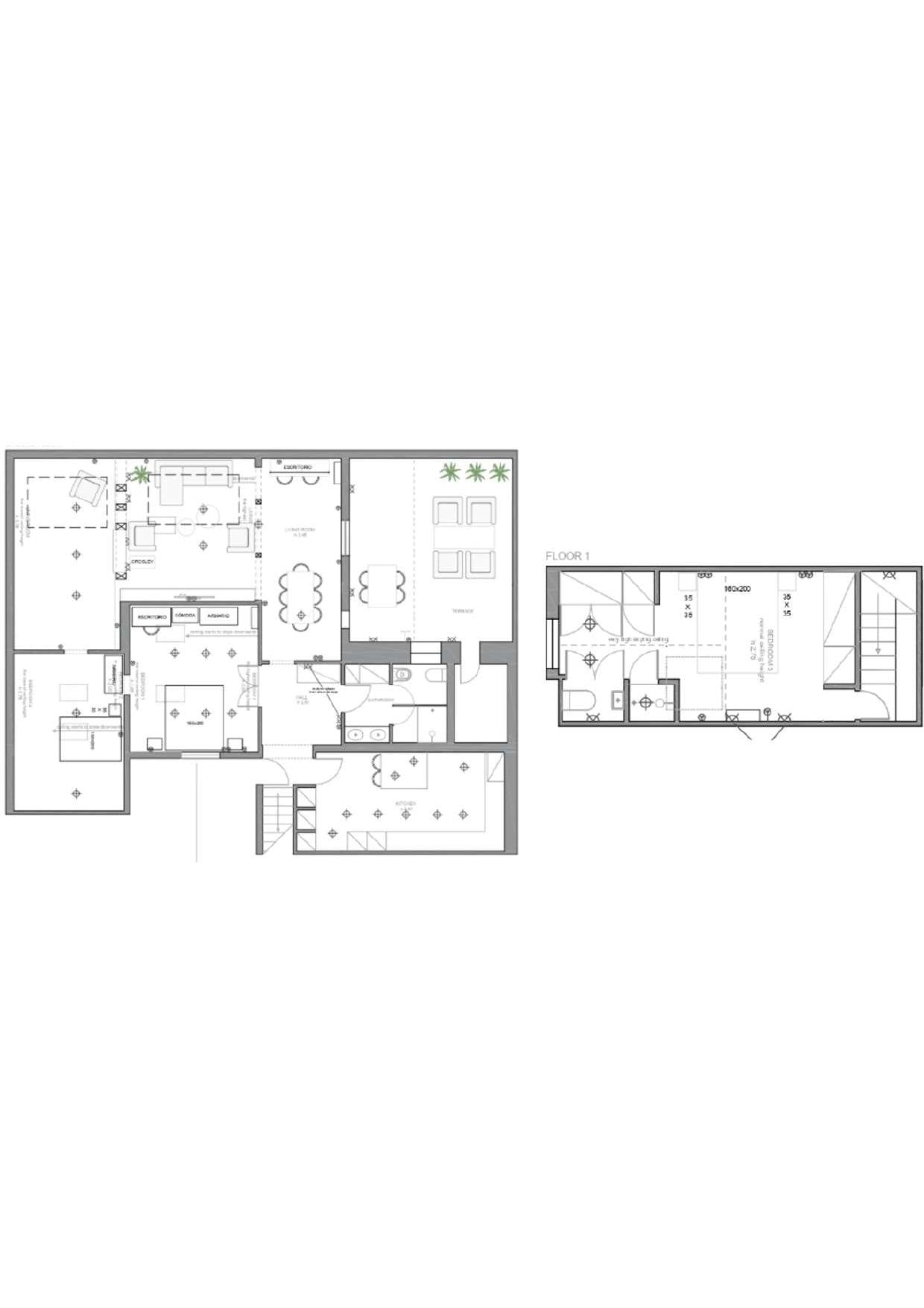 living - Ático de 185m² con 30m² terraza en venta en Chueca - Justicia - Plano del piso - 1