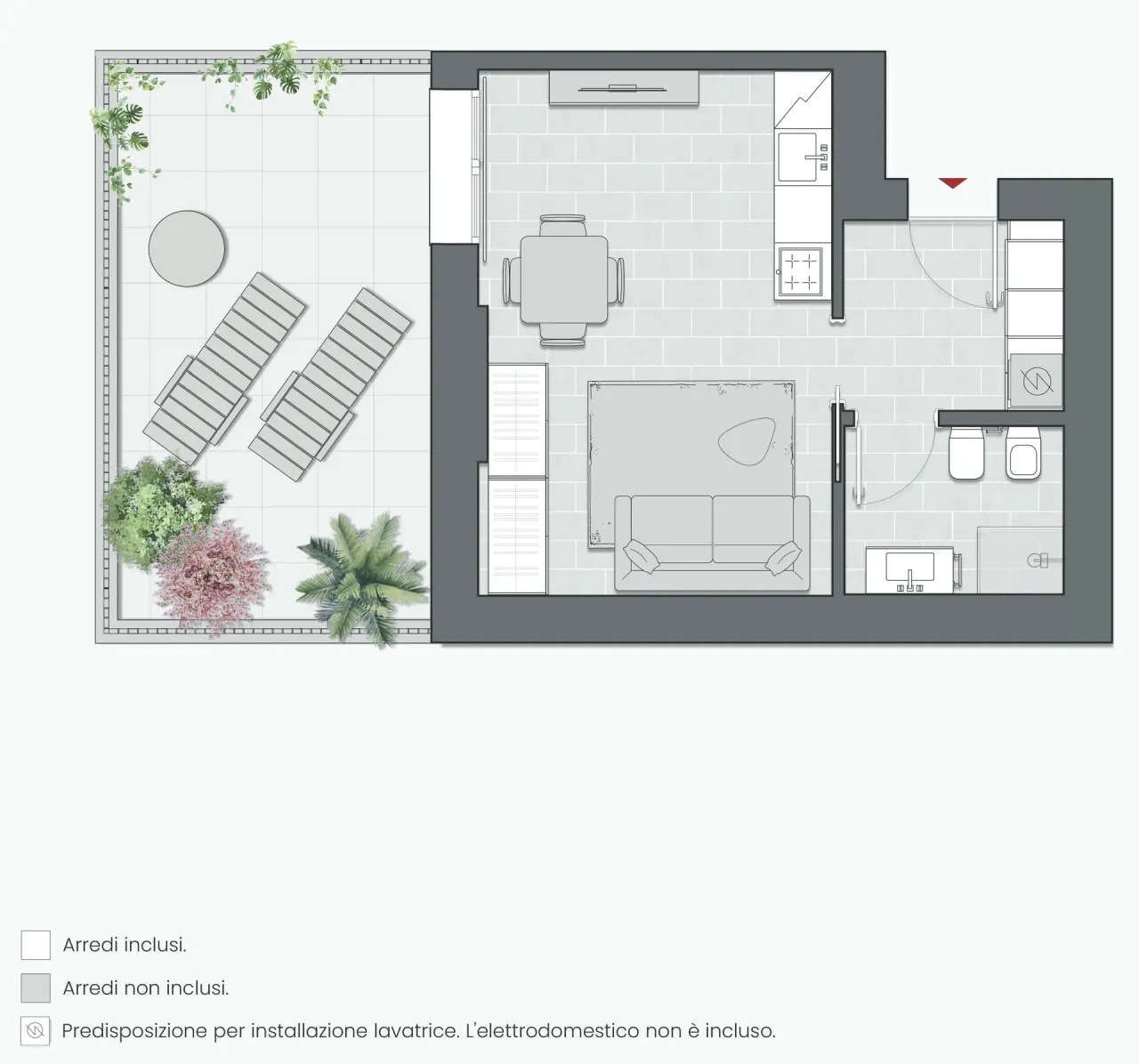 Studio of 47 sqm - Edificio C2 - LivinUp  | Milano - Floor Plan - 1