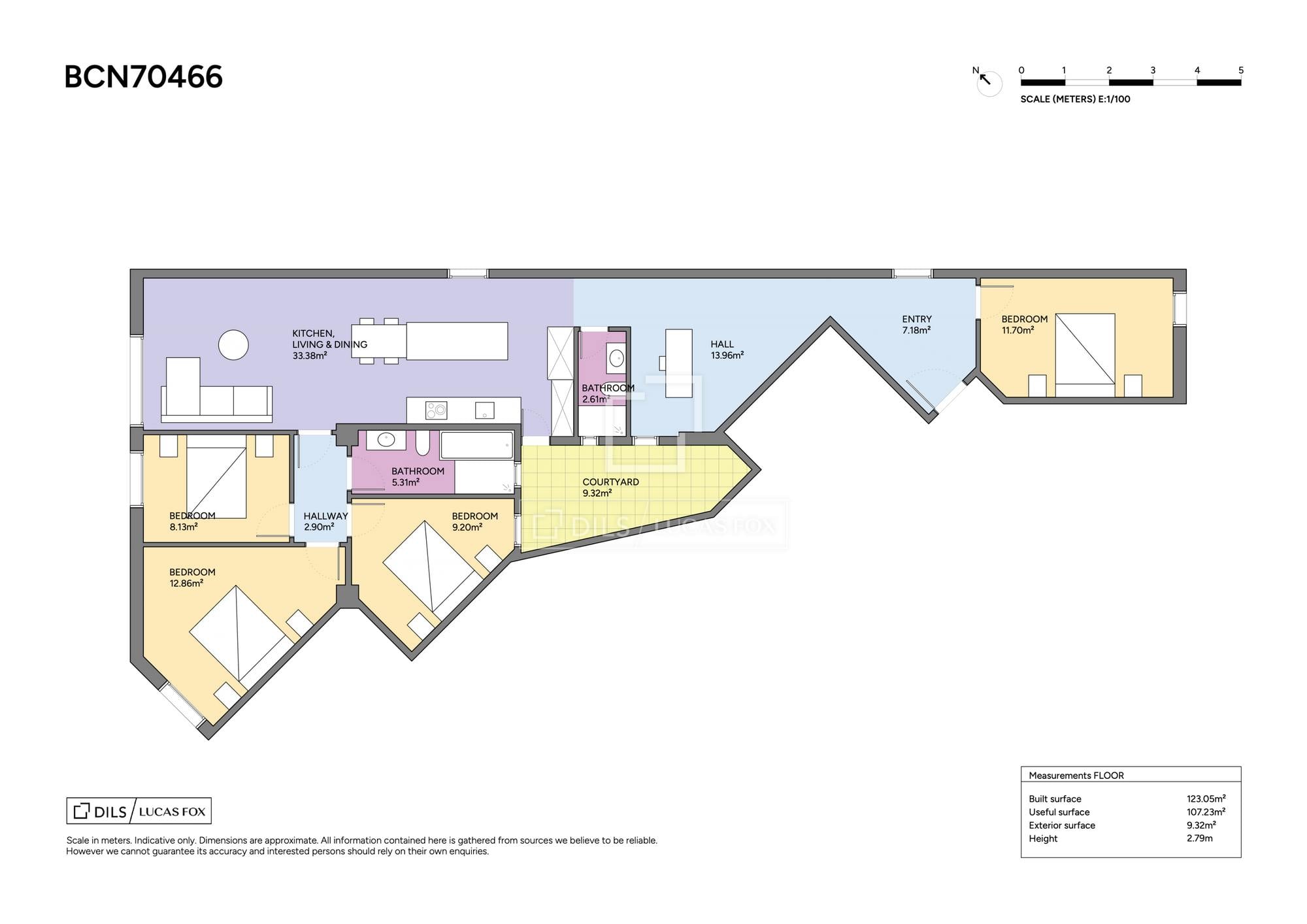 living - 123m² apartment with 9m² terrace for sale in Eixample Right - Floor Plan thumbnail - 1