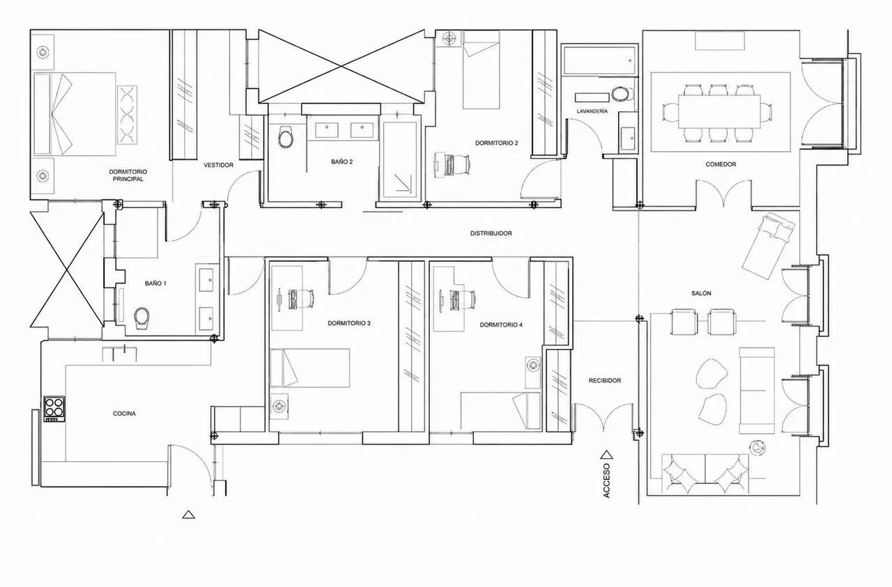 living - Piso de 225m² en alquiler en Cortes / Huertas, Madrid - Plano del piso - 1
