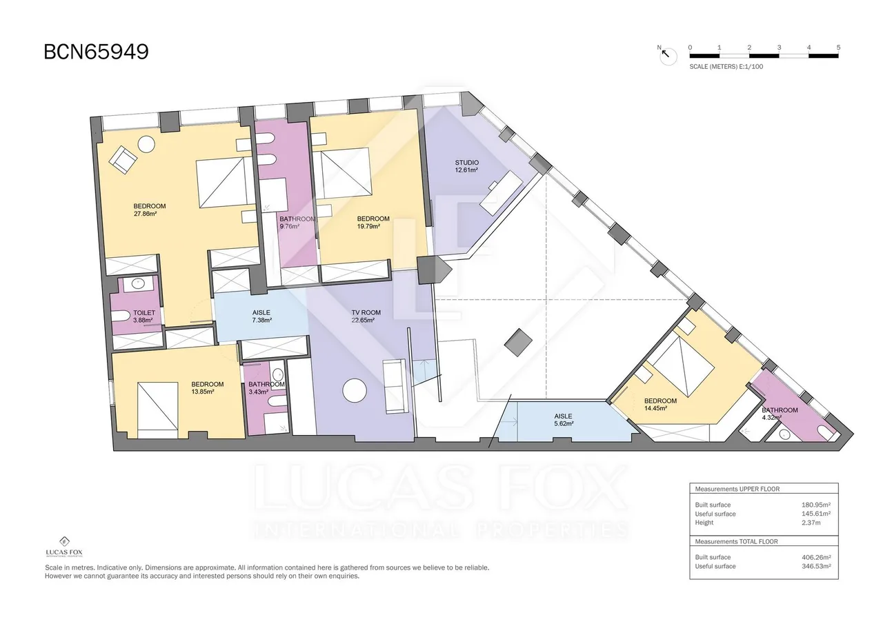 living - Piso de 406m² en venta en Poblenou, Barcelona - Plano del piso - 2