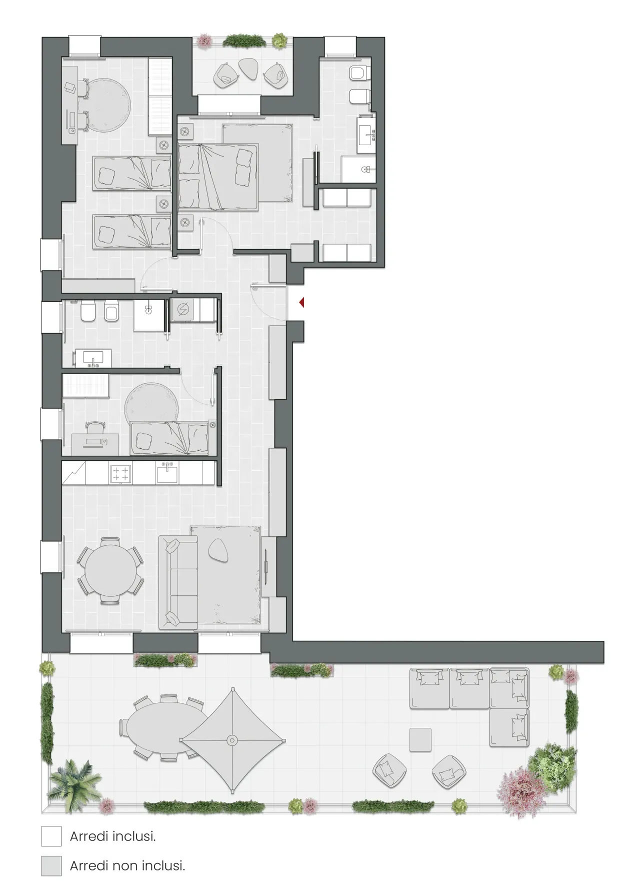 Three Bedrooms of 133 sqm - Edificio C2 - LivinUp  | Milano - Floor Plan - 1