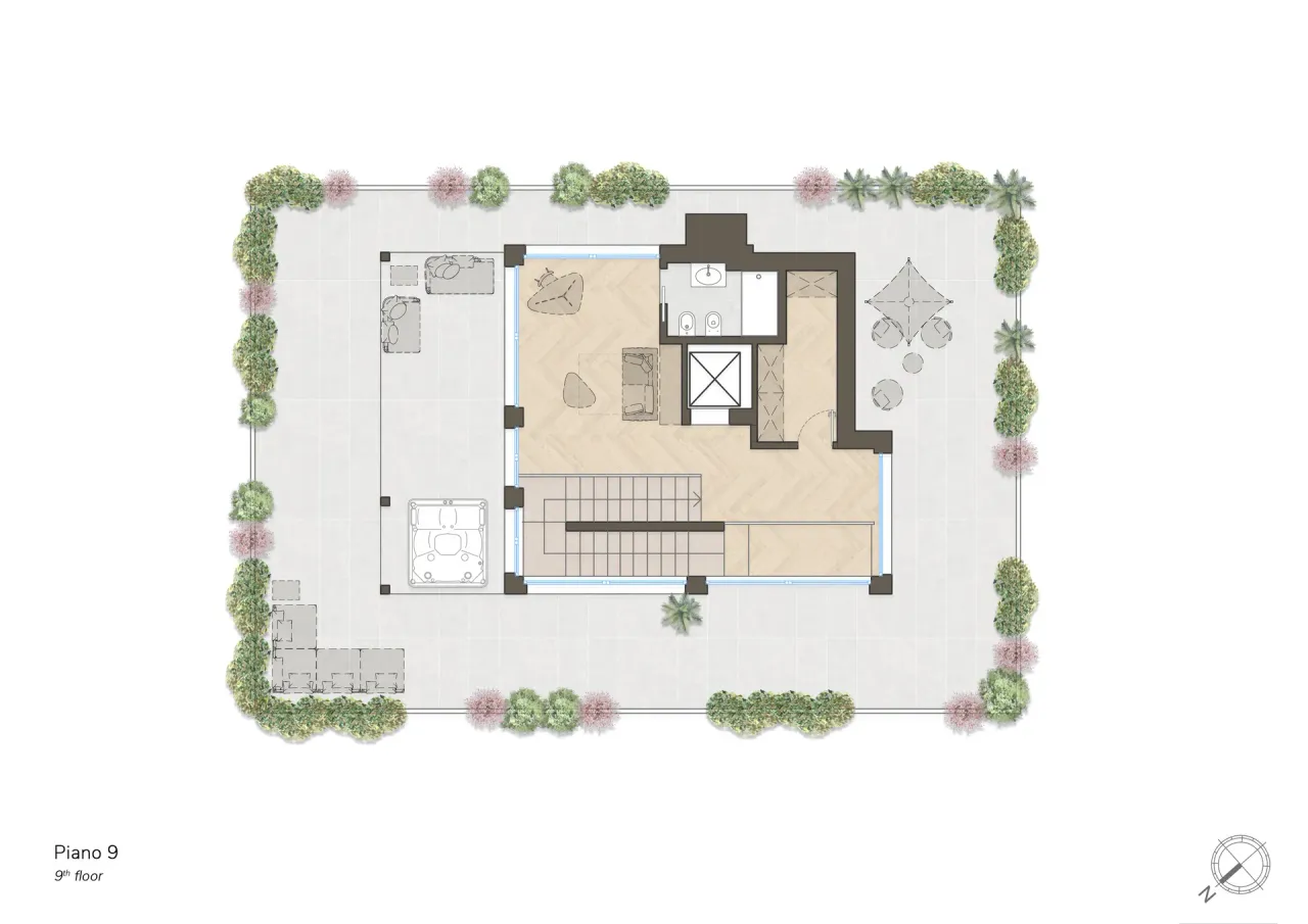 living - Puccini 3/5 | Attico - Living - Dils - Verdiepingsplan - 3