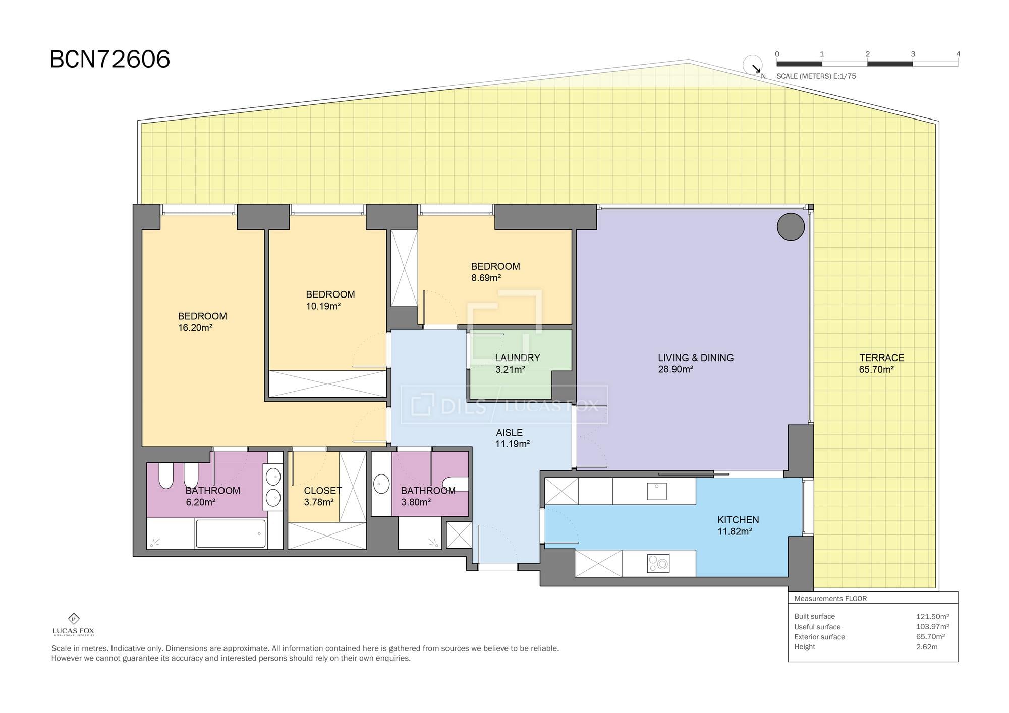 living - 121m² apartment with 67m² terrace for sale in Diagonal Mar - Floor Plan thumbnail - 1