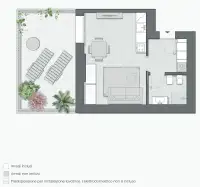 Studio of 44 sqm - Edificio C2 - LivinUp  | Milano - Floor Plan thumbnail - 1