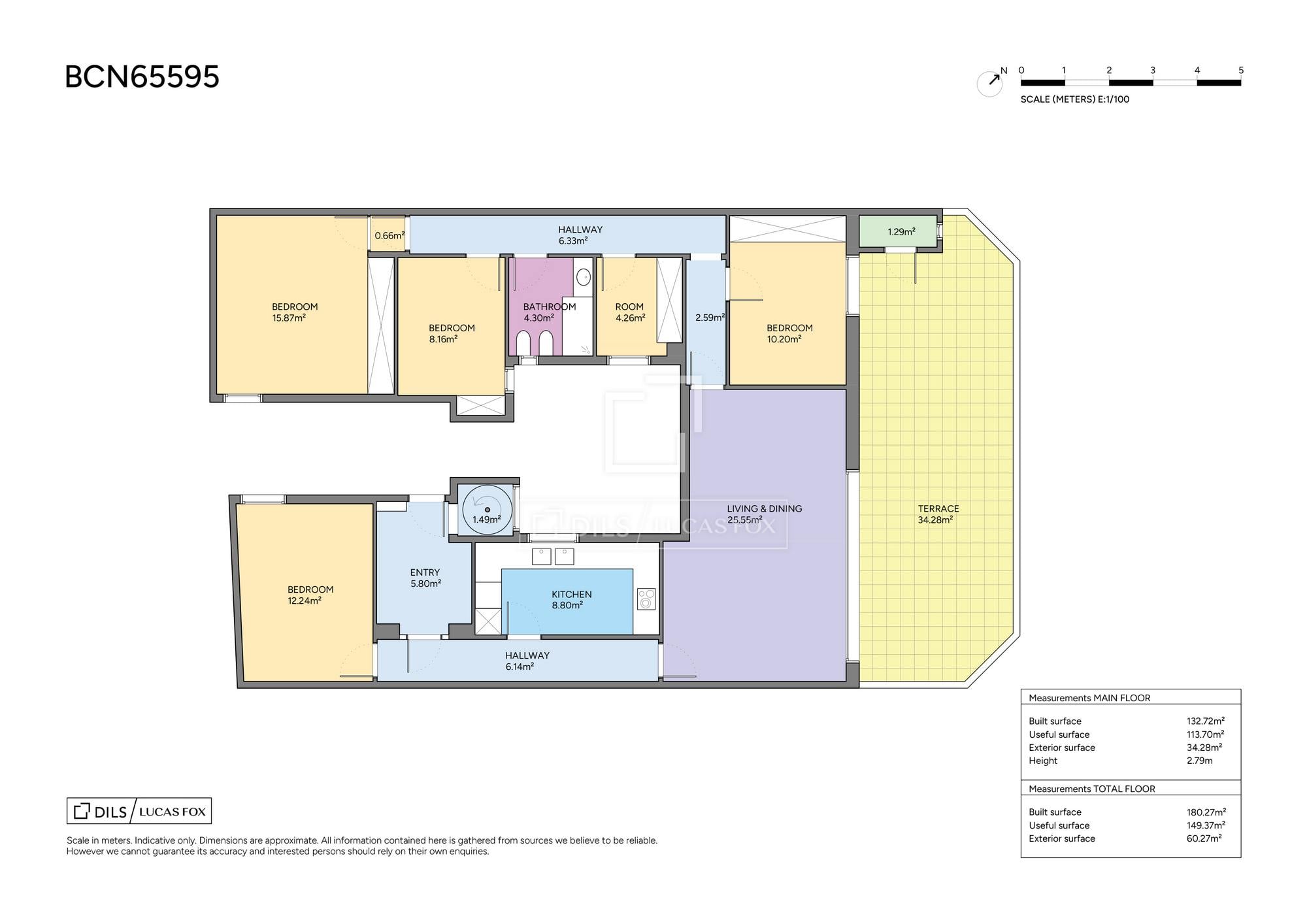 living - Ático de 180m² con 60m² terraza en venta en Sagrada Família - Plano del piso - 1