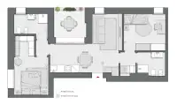 Two Bedrooms of 86 sqm - Edificio C2 - LivinUp  | Milano - Floor Plan thumbnail - 1