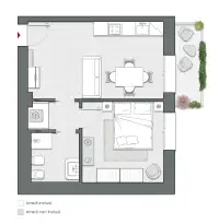 One Bedroom of 55 sqm - Edificio C4 - LivinUp  | Milano - Floor Plan thumbnail - 1