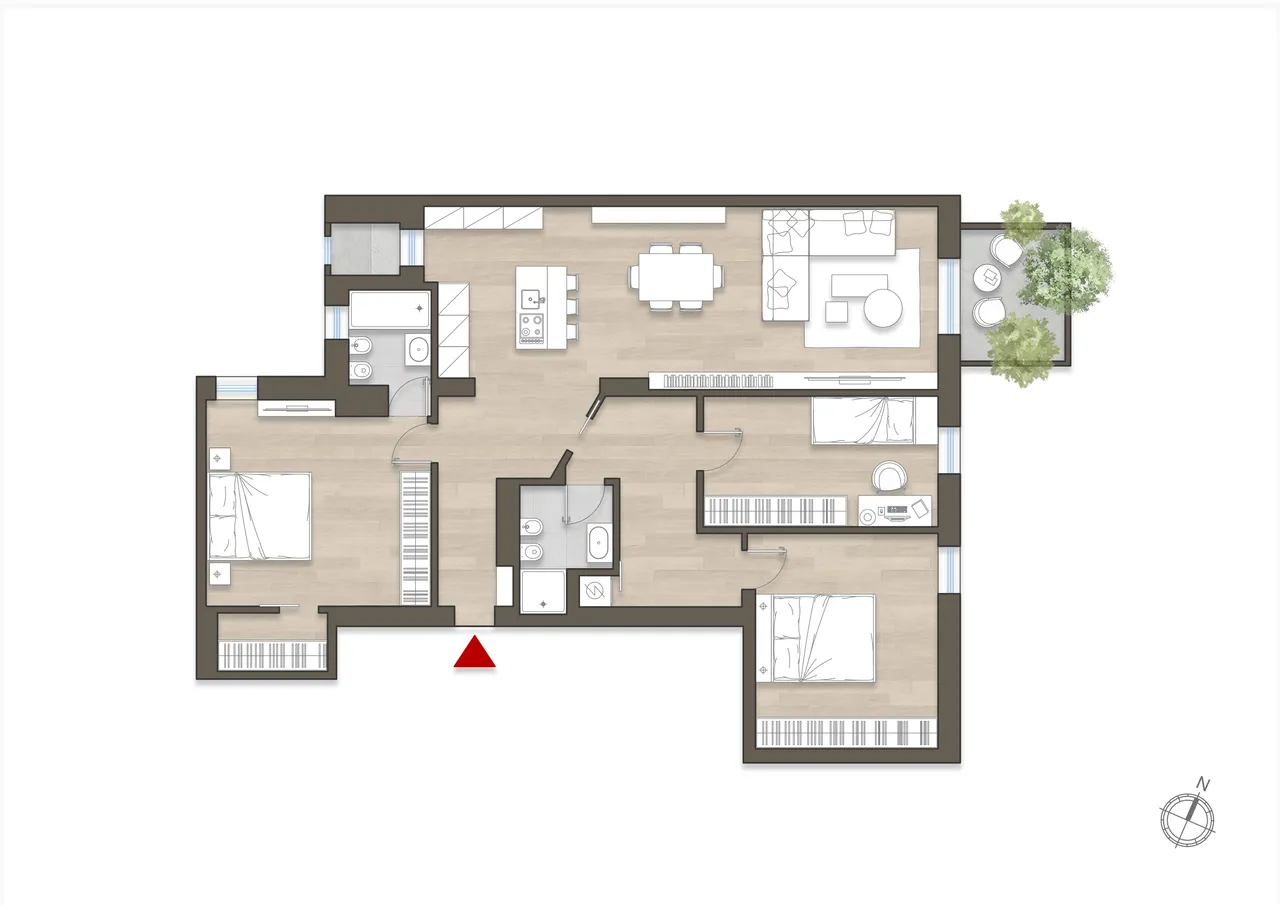 living - Four-room apartment via F. Santi 5 Milan - Floor Plan - 1