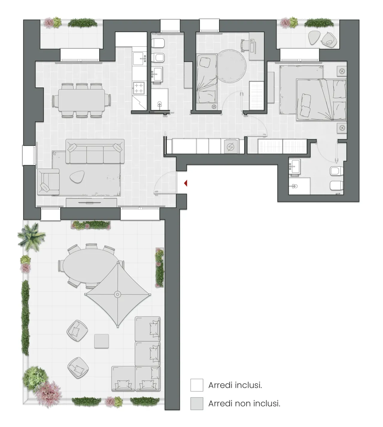 Two Bedrooms of 115 sqm - Edificio C2 - LivinUp  | Milano - Floor Plan - 1