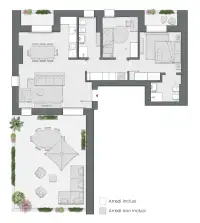 Two Bedrooms of 115 sqm - Edificio C2 - LivinUp  | Milano - Floor Plan thumbnail - 1