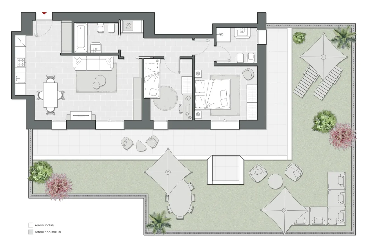 Two Bedrooms of 101 sqm - Edificio A3 - LivinUp  | Milano - Floor Plan - 1