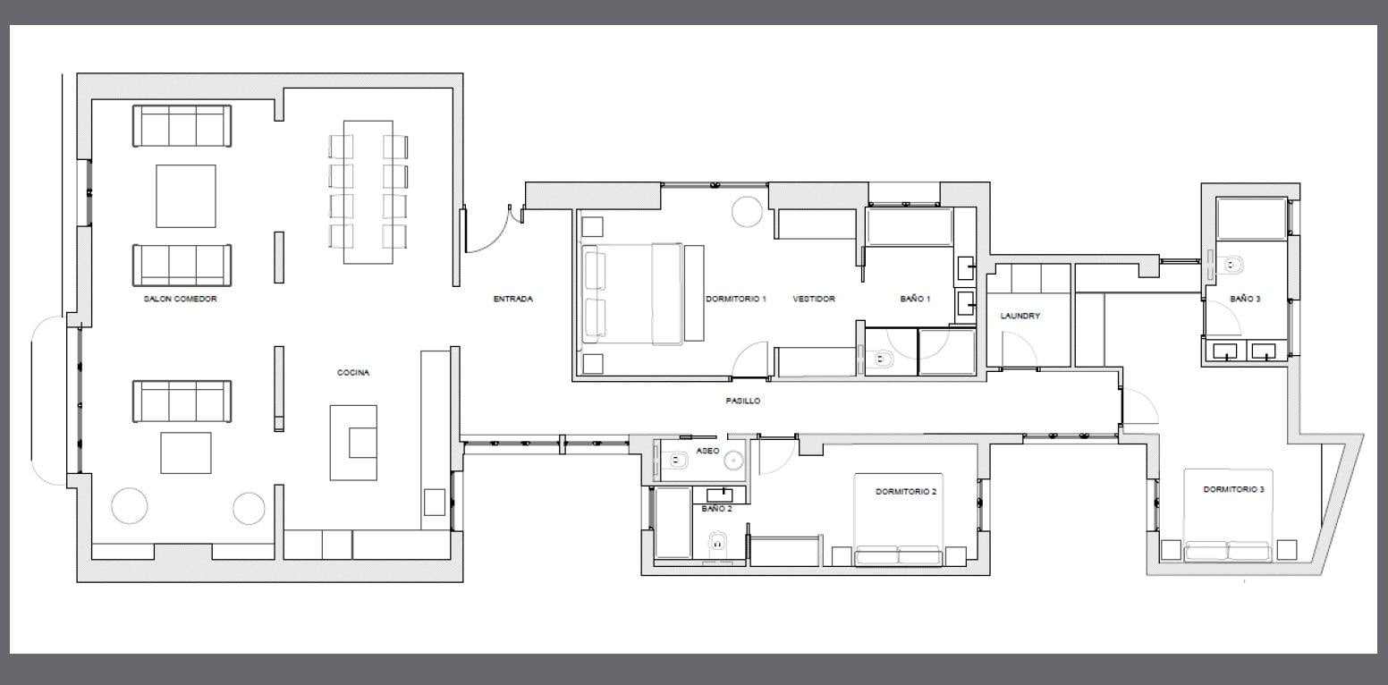 living - 245m² apartment for sale in Almagro, Madrid - Floor Plan thumbnail - 1