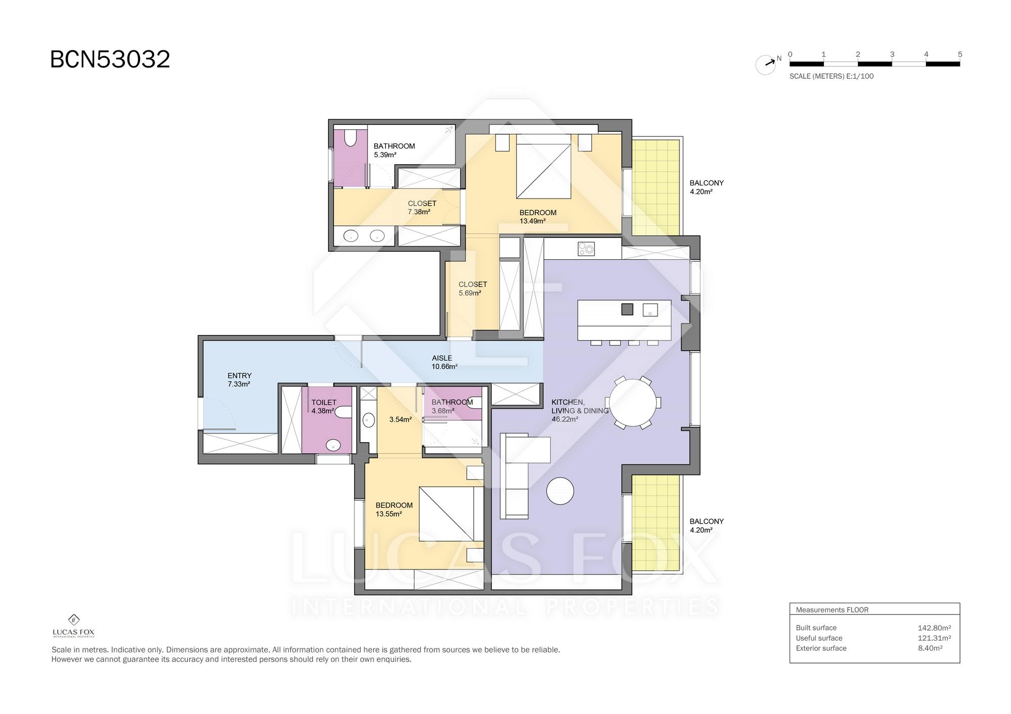 living - 148m² apartment with 8m² terrace for sale in Sant Gervasi - Galvany - Floor Plan thumbnail - 1