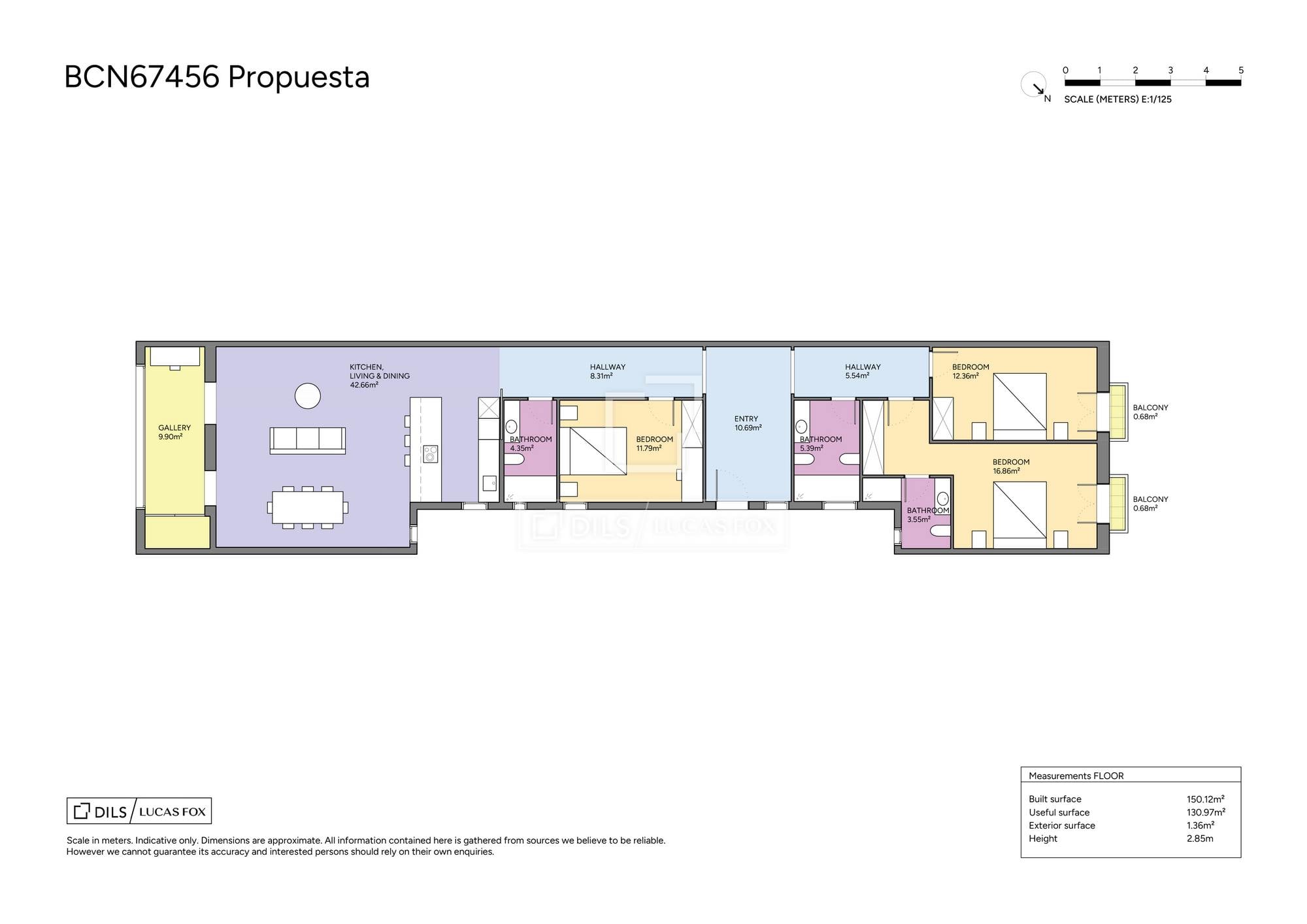 living - 150m² apartment for sale in Eixample Left, Barcelona - Floor Plan - 2