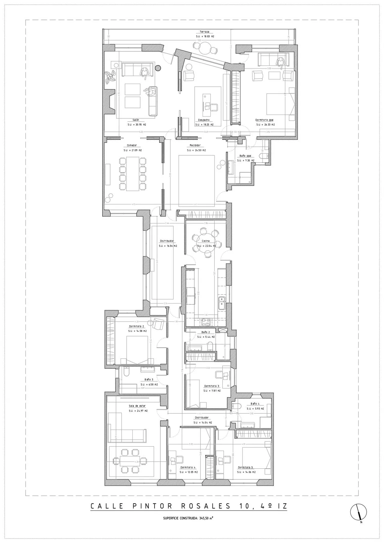 living - 453m² apartment for sale in Argüelles, Madrid - Floor Plan - 1