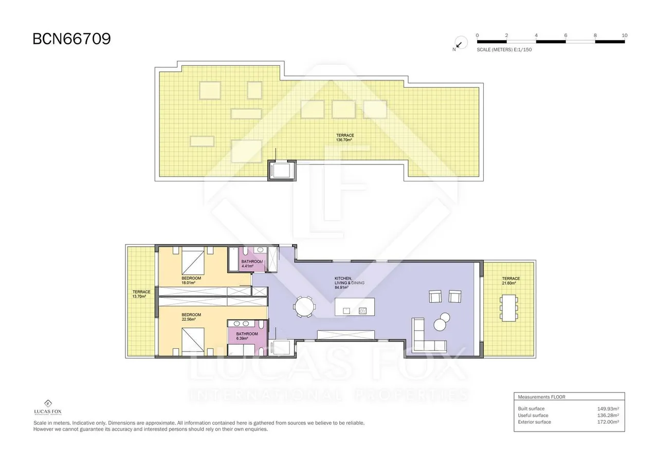 living - 150m² apartment with 172m² terrace for sale in Eixample Right - Floor Plan - 1