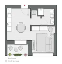 Studio of 43 sqm - Edificio C2 - LivinUp  | Milano - Floor Plan thumbnail - 1