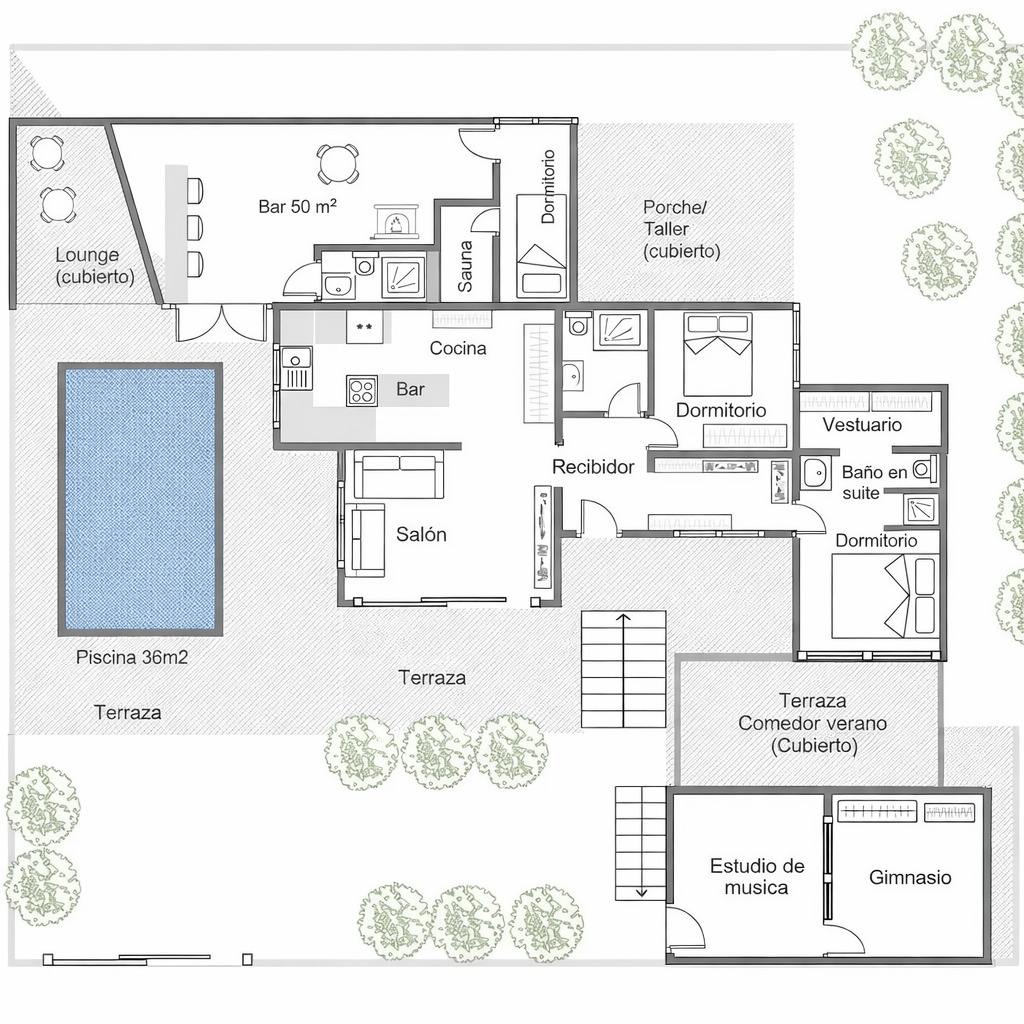 living - Casa / villa de 290m² con 57m² terraza en venta en Bahía de Rosas - Plano del piso - 1